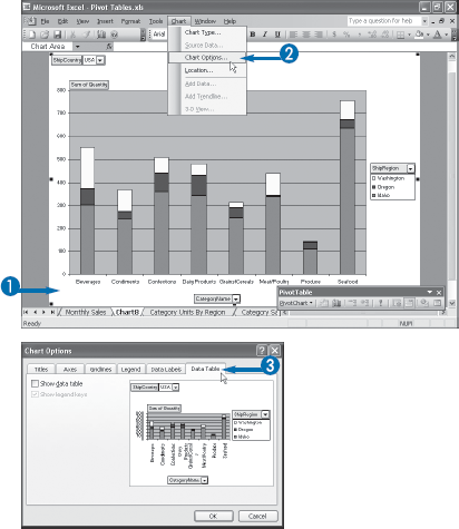 Display a Data Table with the PivotChart