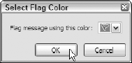 Setting the flag color for the new rule in Outlook 2003.