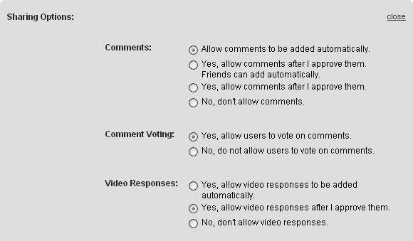 Manually accepting video responses is a great way to cut down on spam.