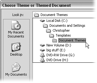 Word stores themes in a folder inside your Templates folder. Microsoft likes to hide this folder so you won’t find it with your other files in your My Documents folder. Instead, you must look in the Documents and Settings folder on your hard drive. On most computers that’s Local Disk (C:).