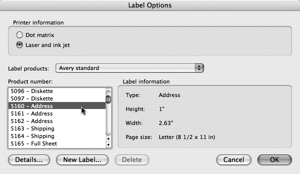 Choose the name ofthe manufacturer from the “Label products” menu before choosing from the “Product number” list. Look on the label package for this information.