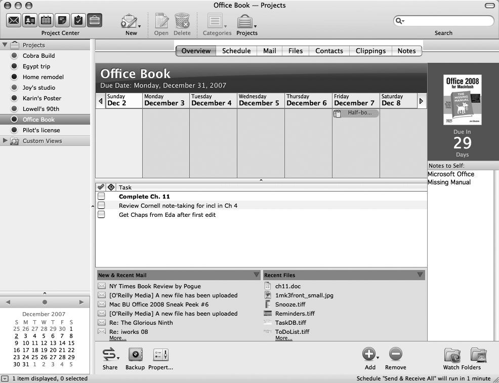 Top: Entourage lets you create any number of your own categories, which you can then apply to Entourage items of any kind—including folders in your email box.Bottom: To assign multiple categories to an item, open the Assign Categories window and then turn on the checkboxes next to the categories you want to assign. Whichever category was assigned to that item first is its Primary category, the color it displays in a list. Choose a category and click Set Primary to change this behavior. Once you’ve done so, click OK; Entourage assigns all checked categories to the selected items.