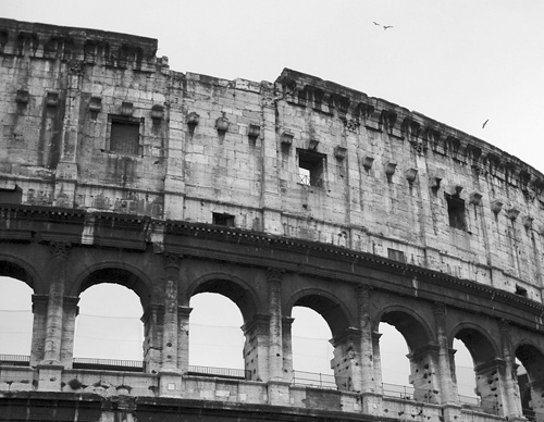 The ever-sturdy Roman Coliseum, built over the remains of Emperor Nero's Golden House after the fire.