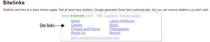 Google Webmaster Tools: Sitelinks