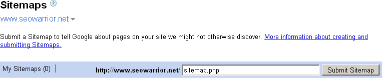 Google Webmaster Tools: Sitemaps section