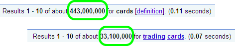 Google results: “cards” and “trading cards”