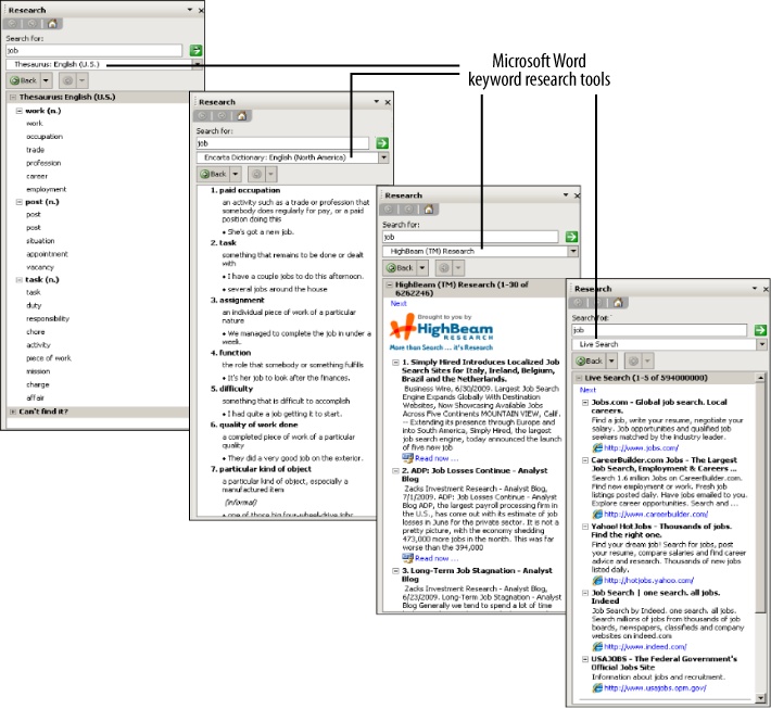 Microsoft Word keyword research