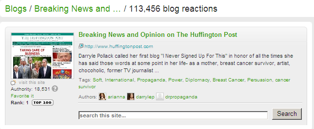 Sample blog reactions on Technorati