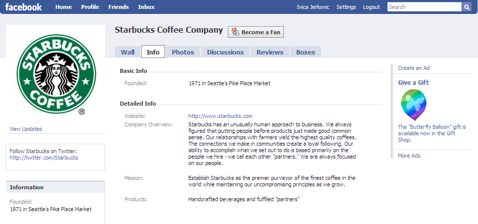 Facebook Pages: Starbucks