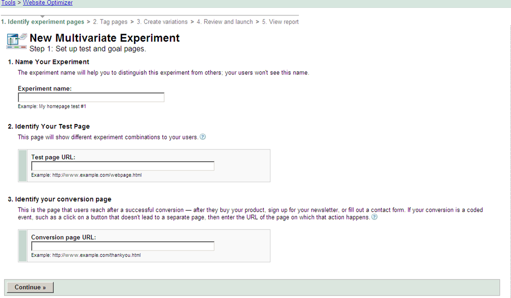 Multivariate testing form