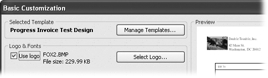 If you print some forms on your company letterhead and send others via email, create two templates for the form—one with your logo and one without. Then, when you create the invoice or other transaction, choose the template to go with the way you plan to send the document.