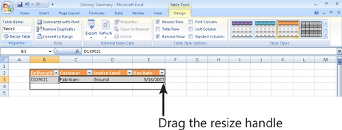 Resize a Table