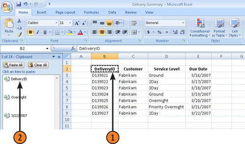 Paste an Item from the Office Clipboard