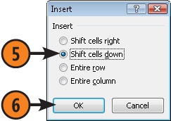 Inserting Cells in a Worksheet