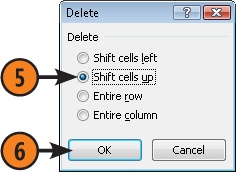 Deleting Cells in a Worksheet