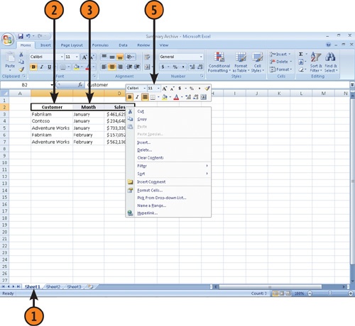 Enter and Format Data on Several Worksheets at One Time