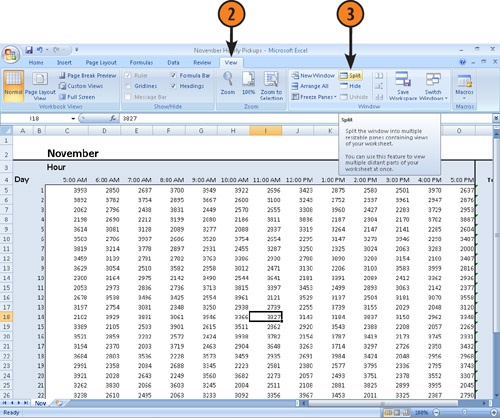 View Different Parts of One Worksheet at the Same Time