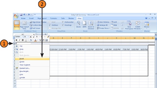 Insert a Row in a Worksheet