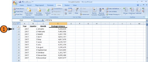 Show Grouped Rows and Columns