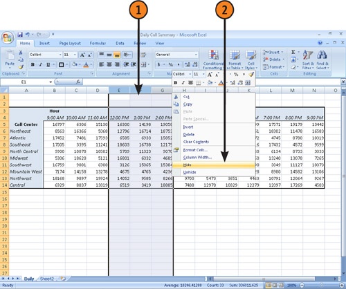 Hide Rows or Columns