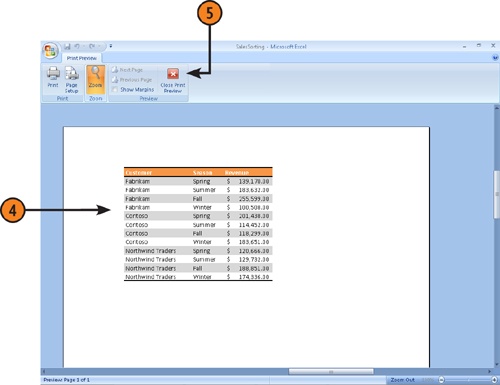 View and Zoom Worksheets in Print Preview