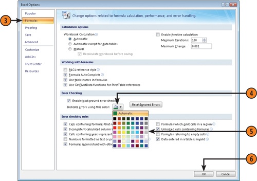 Select the Color in which Excel Displays Errors