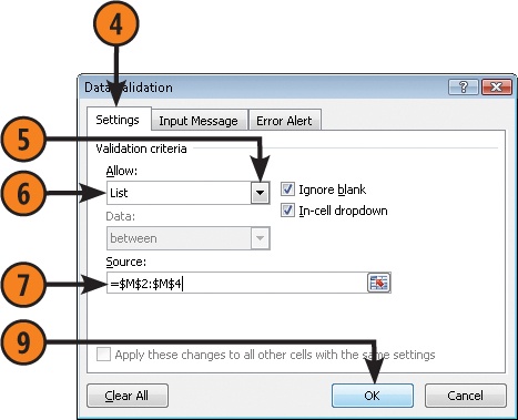 Validate Data According to a List in a Worksheet Range