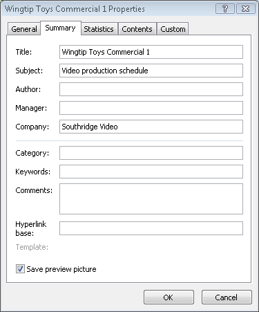 Entering Project Properties