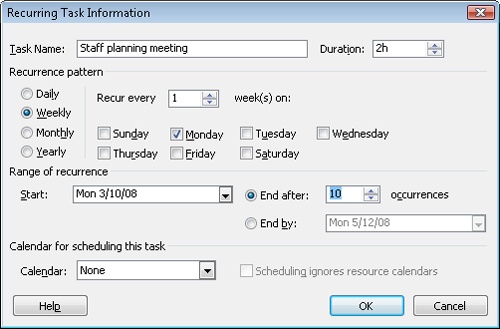 Setting Up a Recurring Task