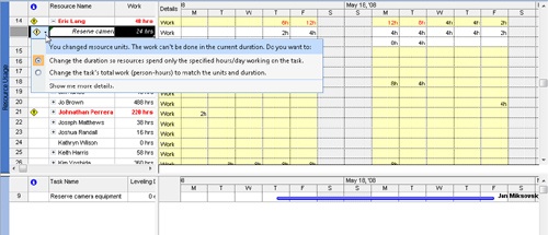 Manually Resolving Resource Overallocations