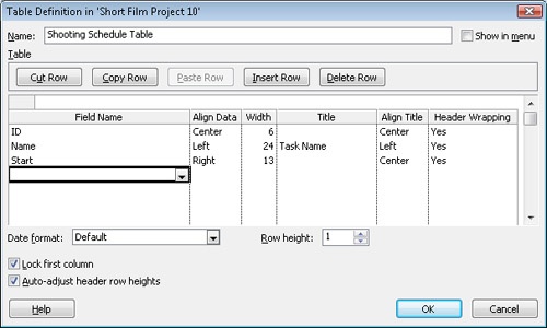 Customizing Tables