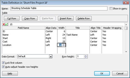 Customizing Tables