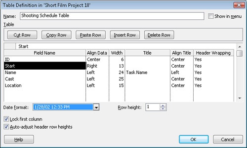 Customizing Tables