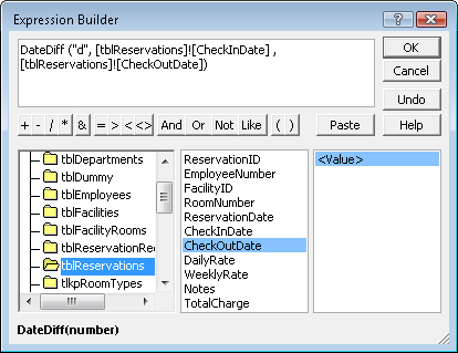 Create a calculation using table field names in the Expression Builder dialog box.