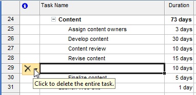 Click the down arrow next to the Delete indicator to choose what you want to delete.