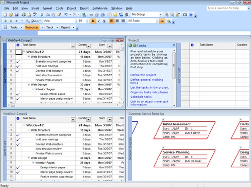 Clicking Arrange All makes all open projects visible.