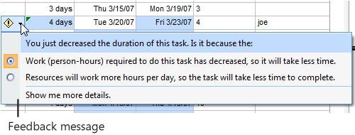 Seeing Scheduling Feedback on Assigned Tasks