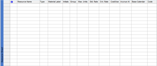 Enter resource information on the Resource Sheet.