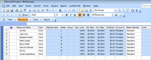 The resource information is imported into the Resource Sheet of Microsoft Project as you specified.