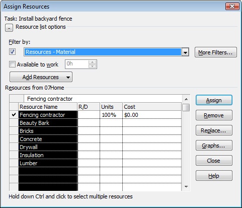 By filtering your resource list, you can choose from a set of targeted resources that meet the criteria for the tasks you are currently assigning.