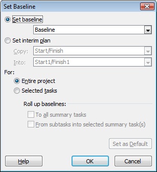 Use the Set Baseline dialog box to save up to 11 baselines and 10 interim plans.