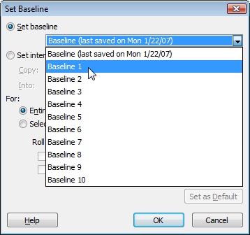 To set an additional baseline, choose any of the baselines in the list.