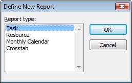 Select the format for your new report.