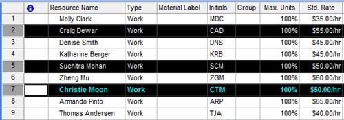 Use the Ctrl key to select nonadjacent resources or tasks.