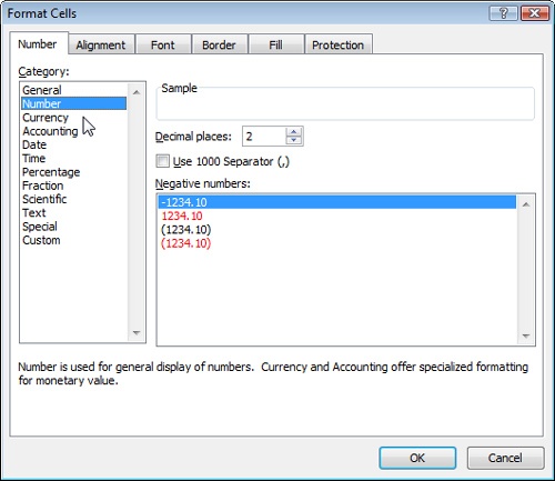 Use the Number tab in the Format Cells dialog box in Excel to change the data type or number format of a set of exported project fields.