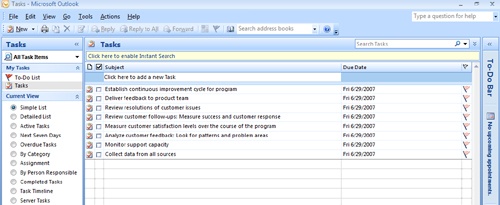 Tasks entered in your Outlook Tasks view can be imported to your project plan.