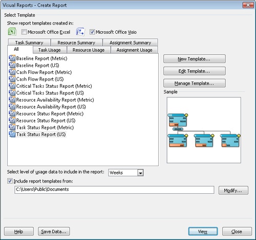 Microsoft Project comes with several built-in visual reports that use Visio PivotDiagrams.