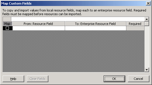 Map any custom resource fields to the enterprise resource pool.