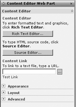 Use the Web Part task pane to edit an existing Web Part.