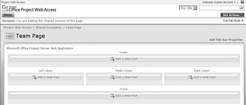 When you create a new Web Parts page, a series of Web Parts controls appears to help you start building the content on the page.